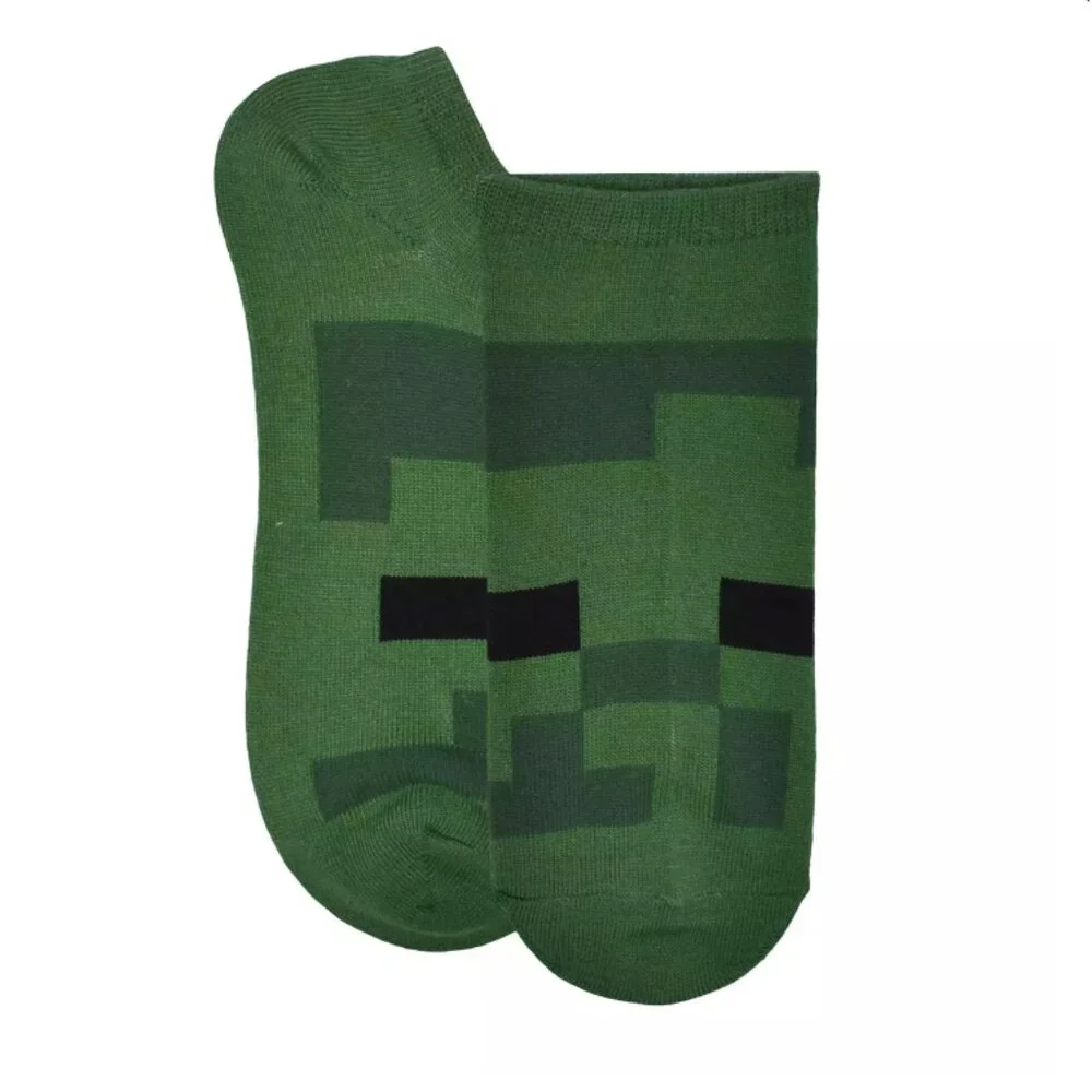 MINECRAFT 6 Pack Travel No-Show Socks Green Creeper NEW